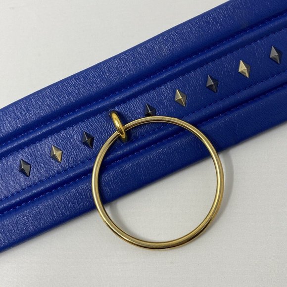 Agent Provocateur Xandria Harness Leather Cobalt Blue Belt M/L New $555